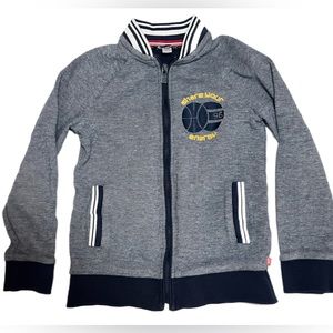 Okaidi Grey Boys Zip-up Sweater Jacket - Size 8 Basketball Emblem Half Collar
